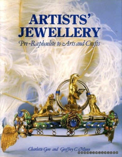 Cover image of 'Artists' jewellery' showing an Art Nouveau tiara with a large white ostrich feather. It is topped by gold figures. 